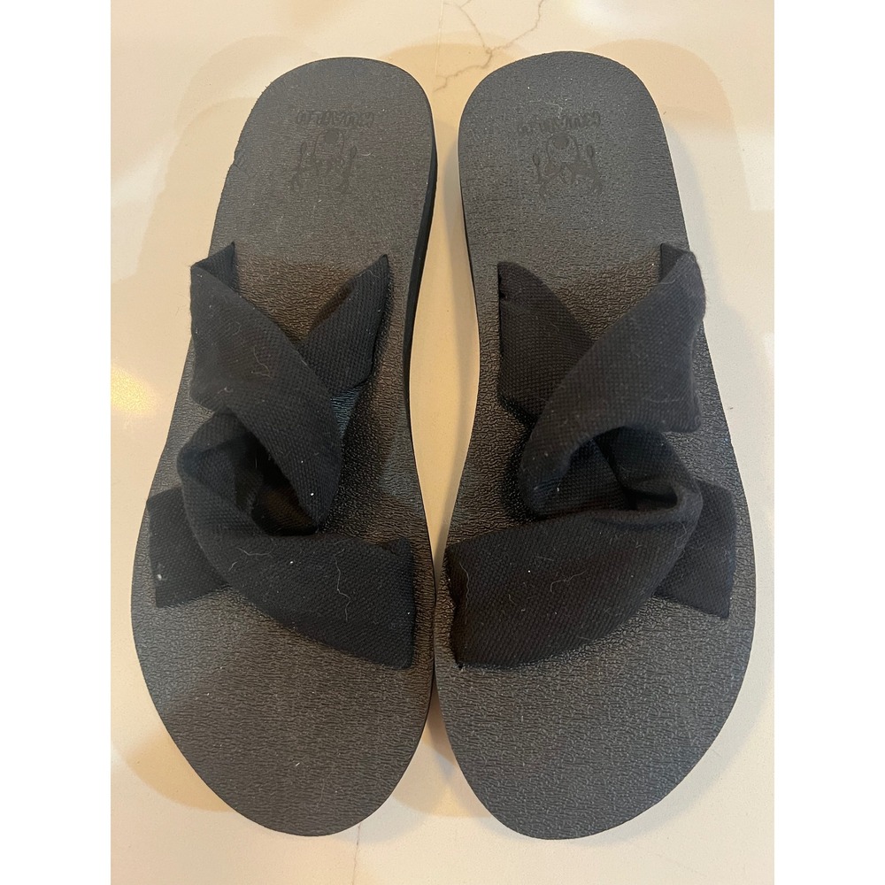 KUAILU Womens Yoga Mat Flip Flops Black Cross Strap Comfort Sandals Size 10